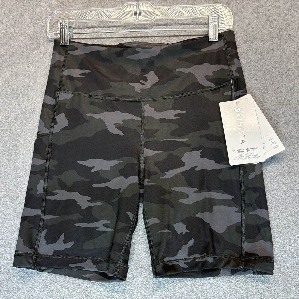 NEW Athleta Size Medium Ultimate Stash Pocket Camo 7" Short Stretch NWT - Picture 2 of 10